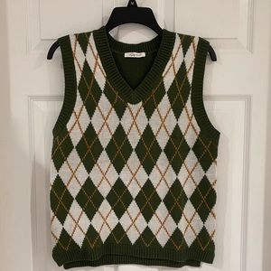 *SOLD* Argyle Women Sweater Vest, size L